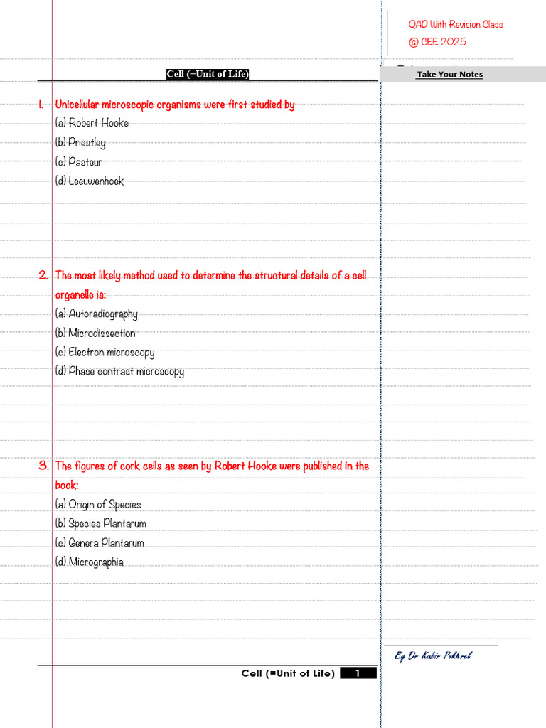 Cell Biology: Key Concepts & Questions | PDF | Endoplasmic Reticulum ...