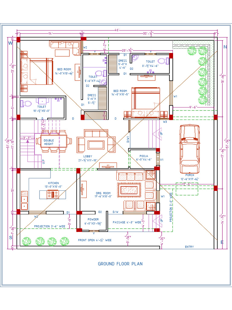 Ground Floor Plan Layout Details | PDF