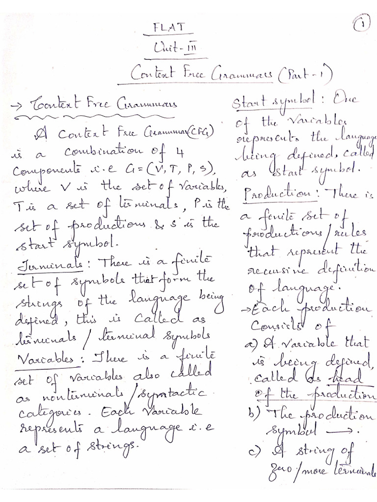 FLAT - Unit 3 (CFG, PDA) | PDF