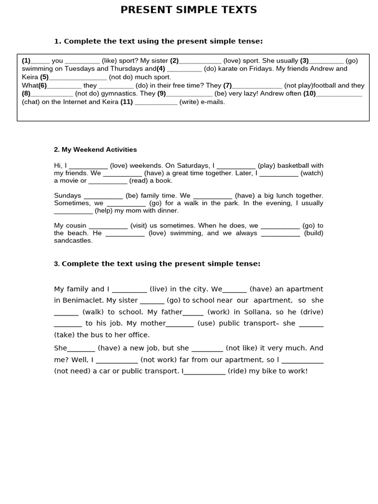 Present Simple Text 1 | PDF