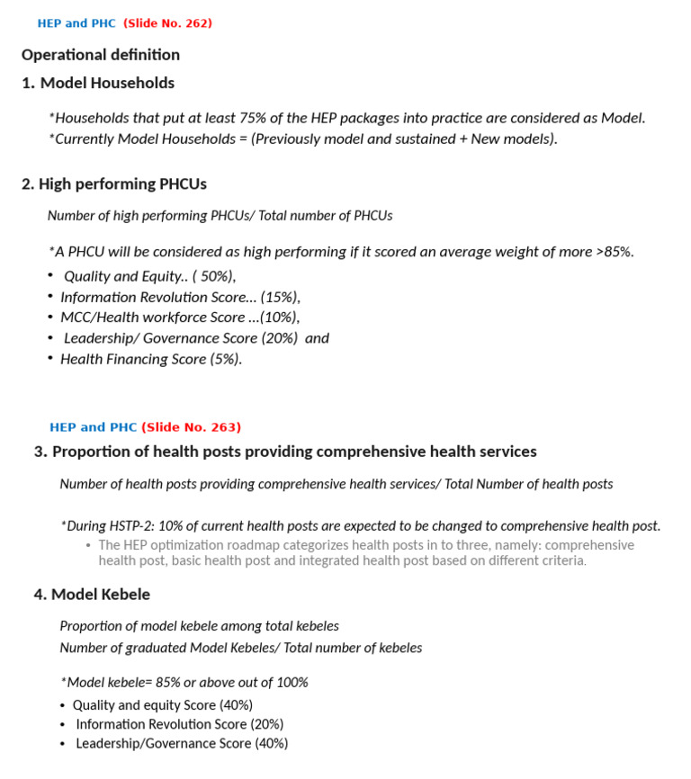HEP and PHC Indicators | PDF