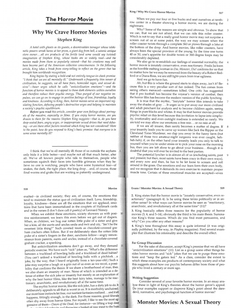 Stephen King - Why We Crave Horror Movies | PDF | Horror Films 