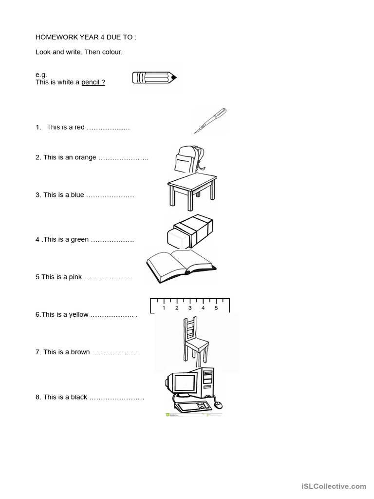 School Objects & Colours | PDF
