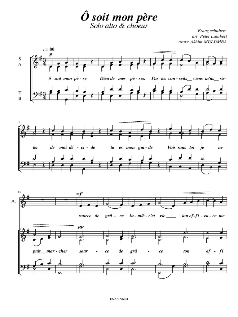 Ô Soit Mon Père - Schubert Arr. Lambert | PDF