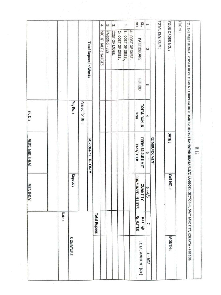 Mobil and Oil Bill Format | PDF