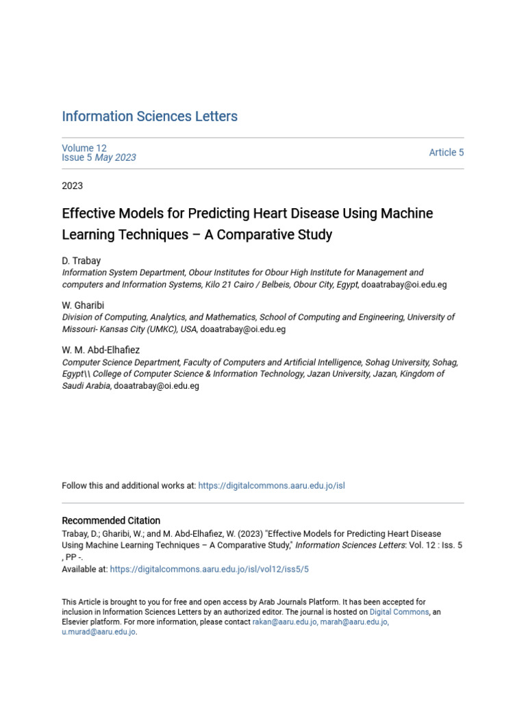 Effective Models For Predicting Heart Disease Using Machine Learn ...