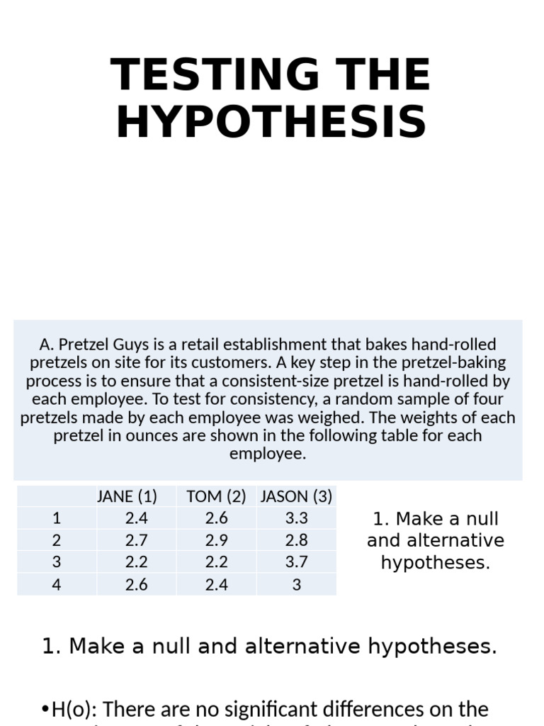 Pretzel Weight Consistency Analysis | PDF | P Value | Hypothesis