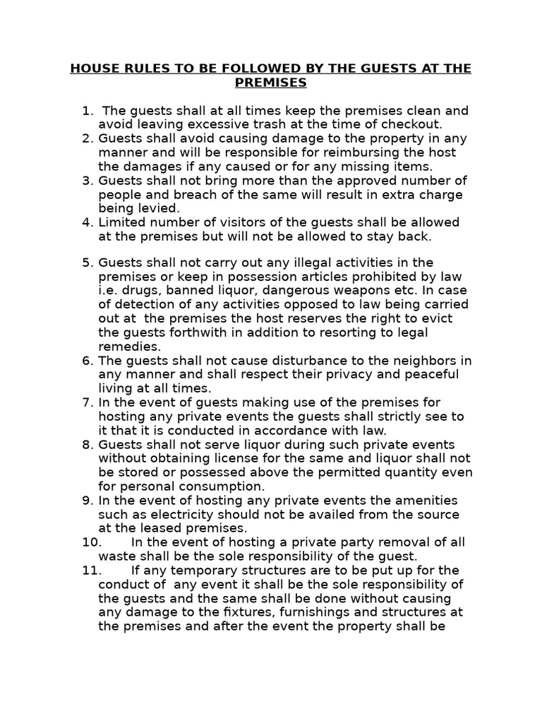 Essential House Rules for Guests | PDF | Justice | Crime & Violence
