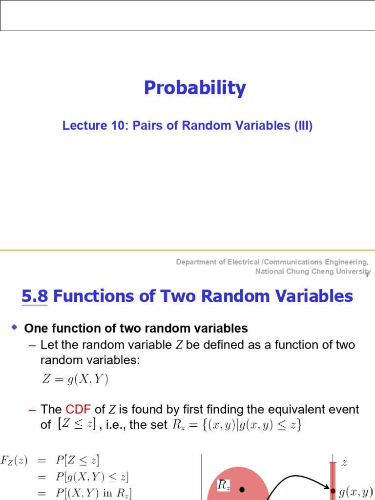 Functions of Pairs of Random Variables | PDF | Probability Density ...