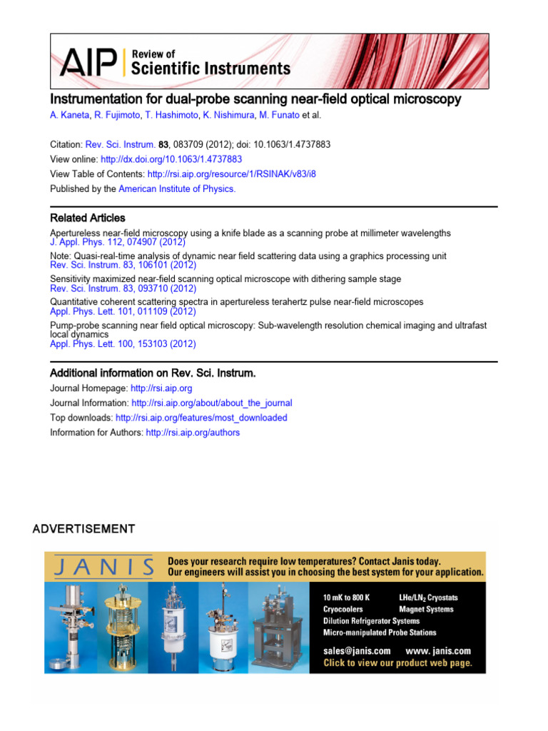 Dual-Probe Scanning Near-Field Optical Micros | PDF | Microscope