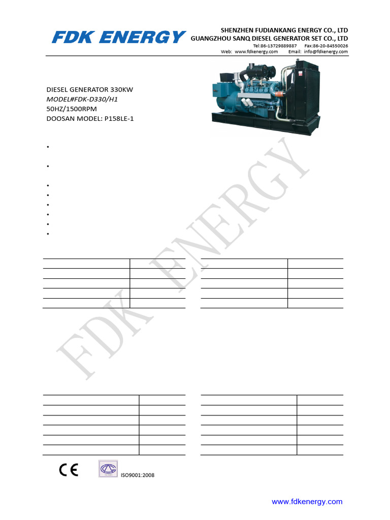 330KW Diesel Generator Data Sheet | PDF | Pump | Engines