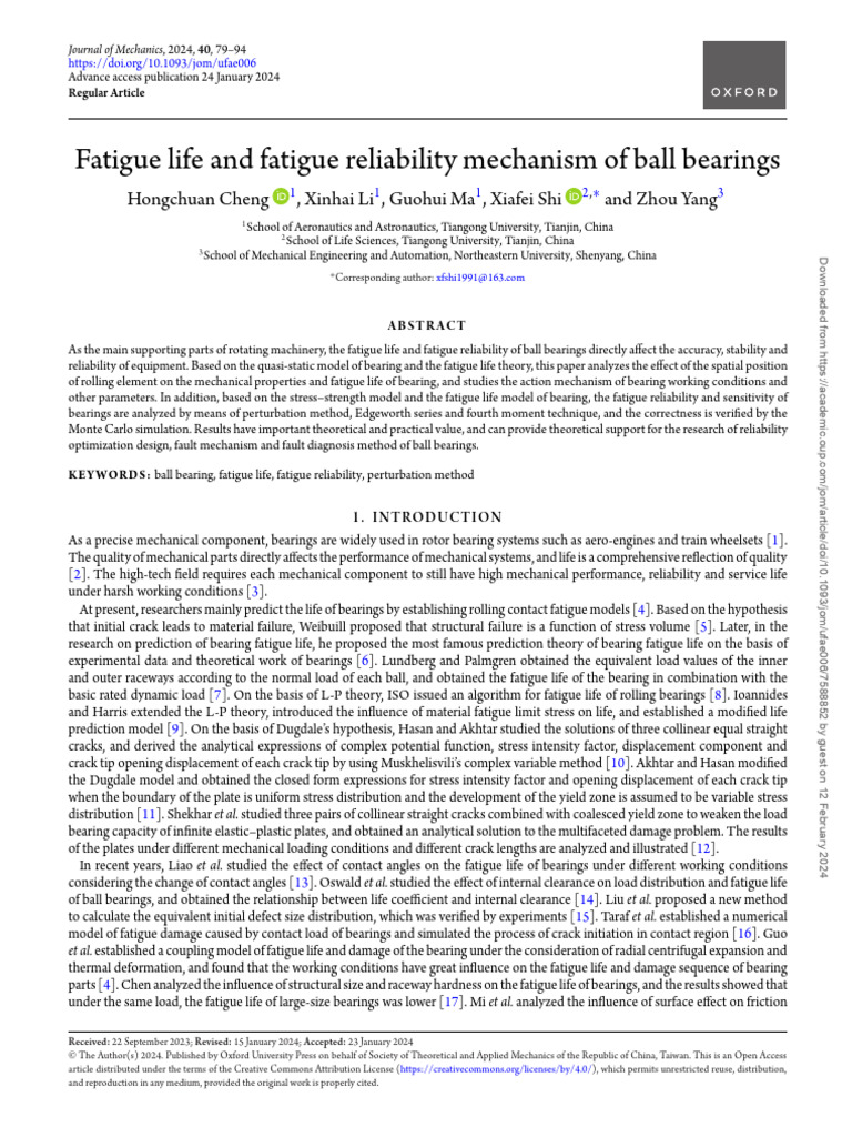 Fatigue Life and Reliability of Ball Bearings | PDF | Bearing ...