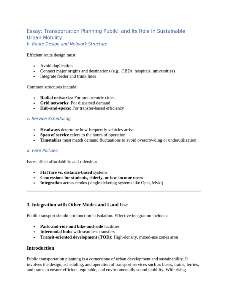Sustainable Urban Mobility Planning | PDF | Public Transport | Transport
