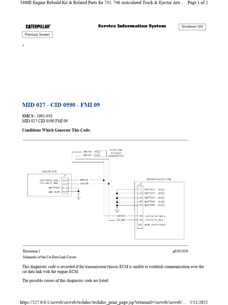 Troubleshooting CID 0590 FMI 09 Code | PDF