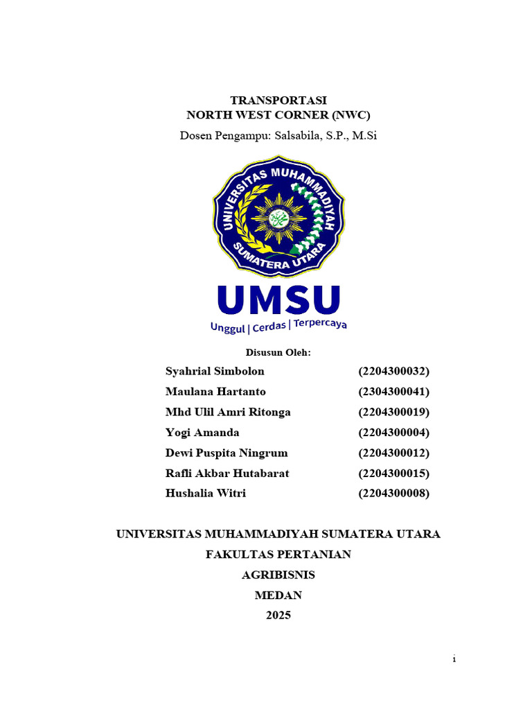 Model Transportasi: Metode NWC | PDF