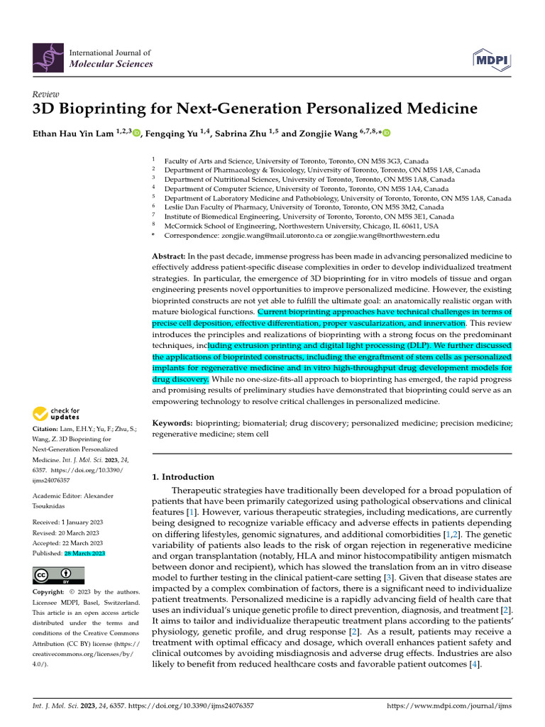 3D Bioprinting For Next-Generation Personalized Medicine | PDF ...