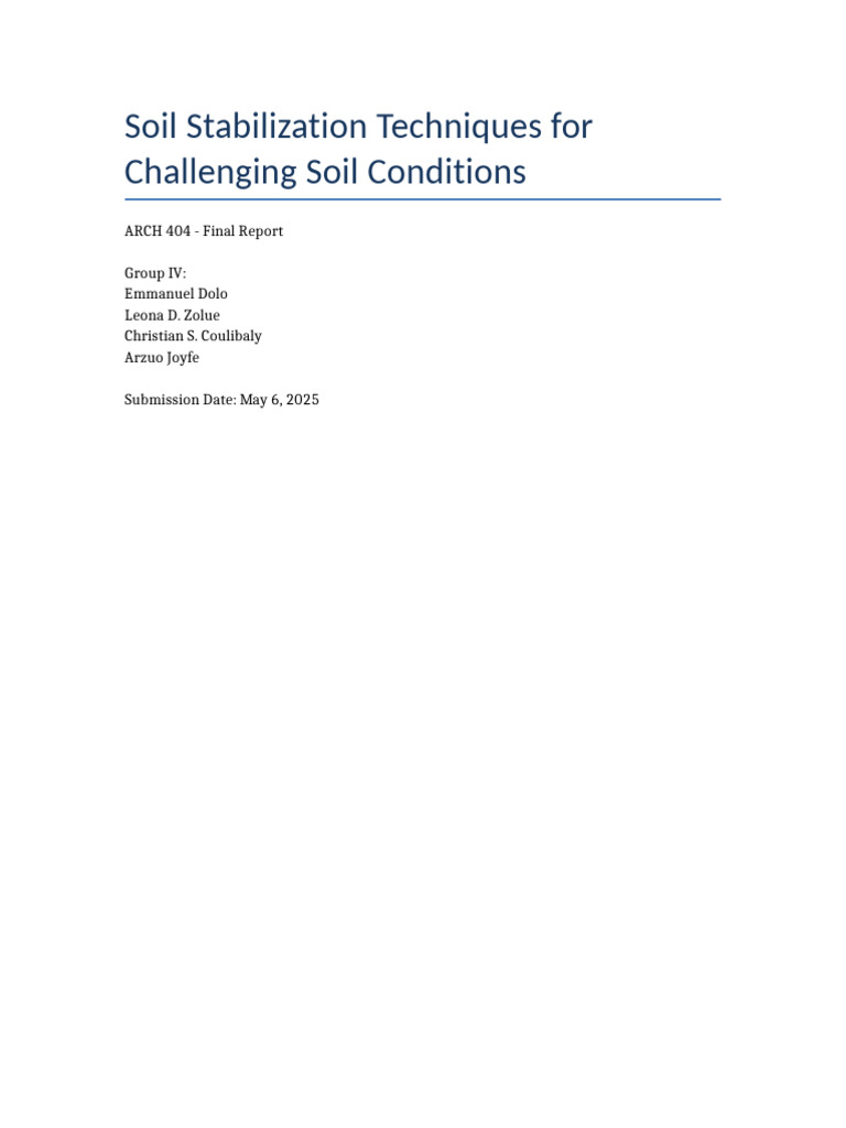 Soil Stabilization Techniques Overview | PDF | Soil | Clay