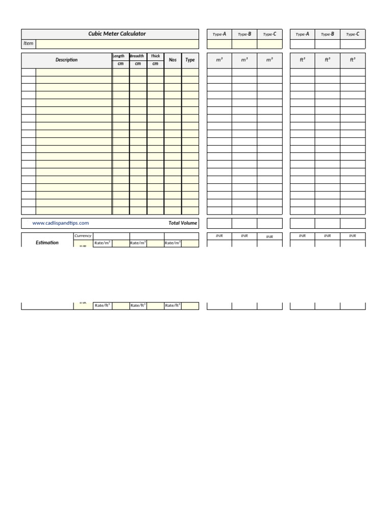 Cubic Meter Calculation Tool | PDF | Volume | Units Of Measurement