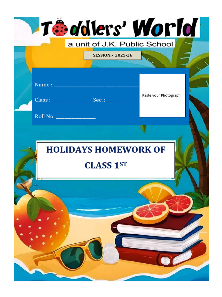 Class 1 Holiday Homework Assignment | PDF