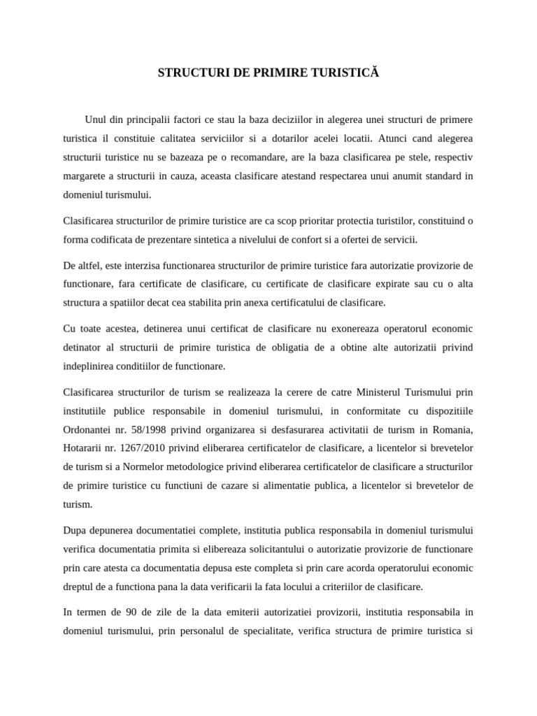 Structuri de Primire Turistica | PDF