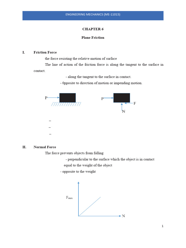 Plane Friction in Engineering Mechanics | PDF | Force | Friction