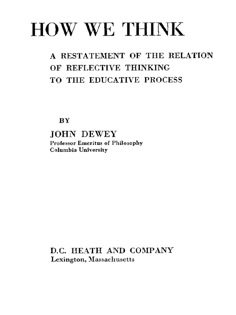 Reflective Thinking in Education | PDF