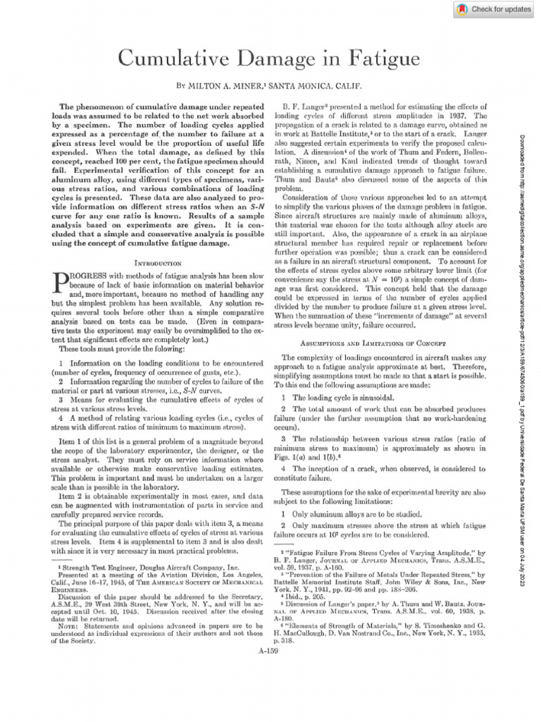 Cumulative Damage in Fatigue Analysis | PDF | Fatigue (Material) | Fracture