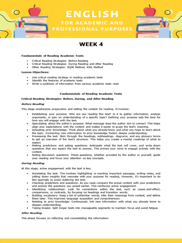 Academic Reading Strategies Guide | PDF | Reading Comprehension ...