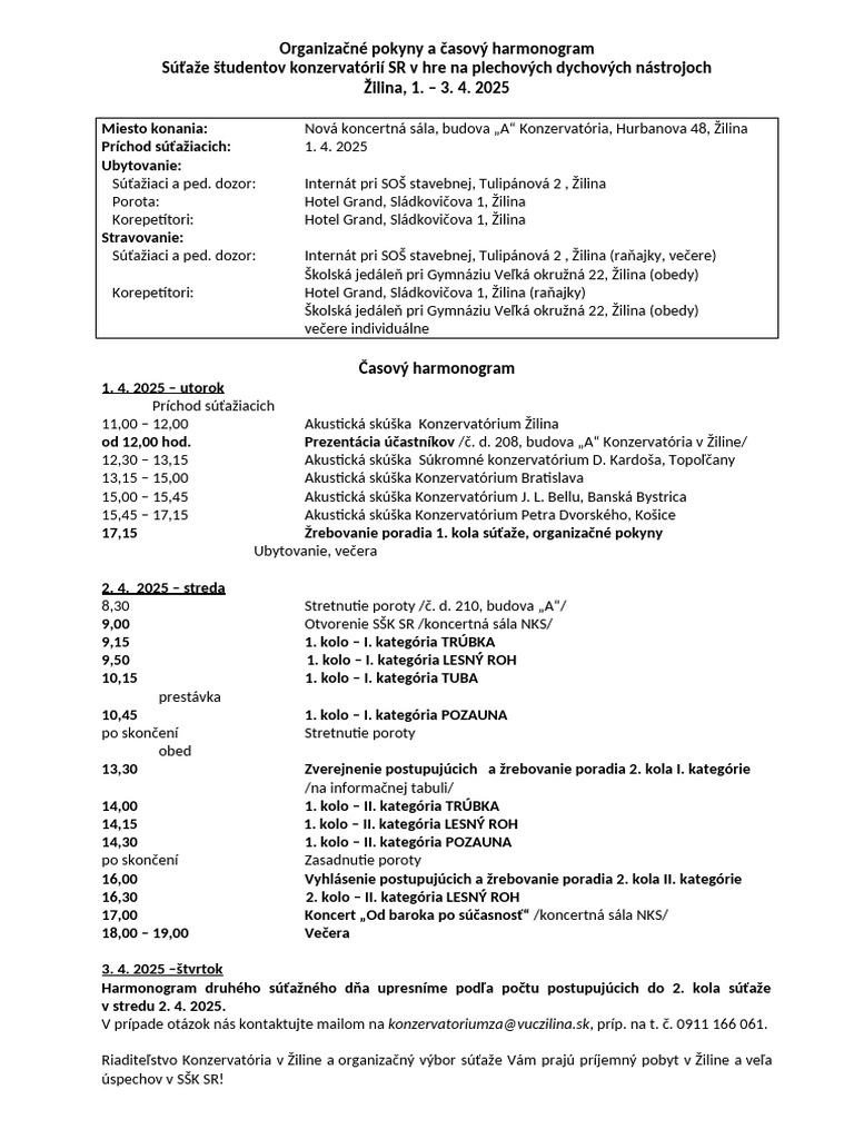 Harmonogram Zilina | PDF