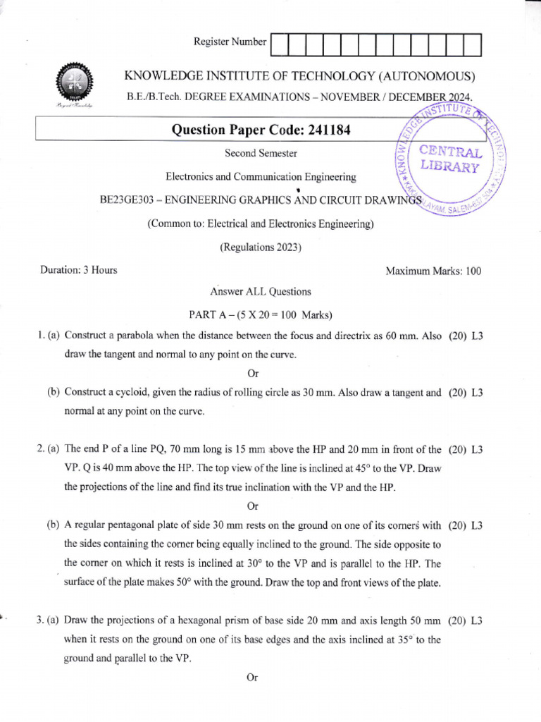 Engineering Graphics and Circuit Drawings Nov - Dec 2024 | PDF ...