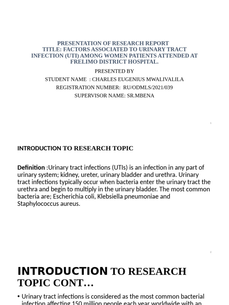 Presentation of Research Report | PDF | Urinary Tract Infection ...