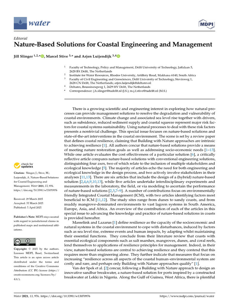 Nature-Based Solutions For Coastal Engineering and | PDF | Coast | Drag ...