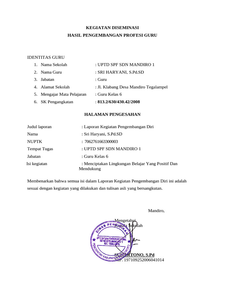 Pengembangan Diri Guru Kelas 6 SD | PDF