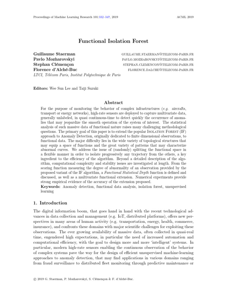 Functional Isolation Forest for Anomaly Detection | PDF | Machine ...