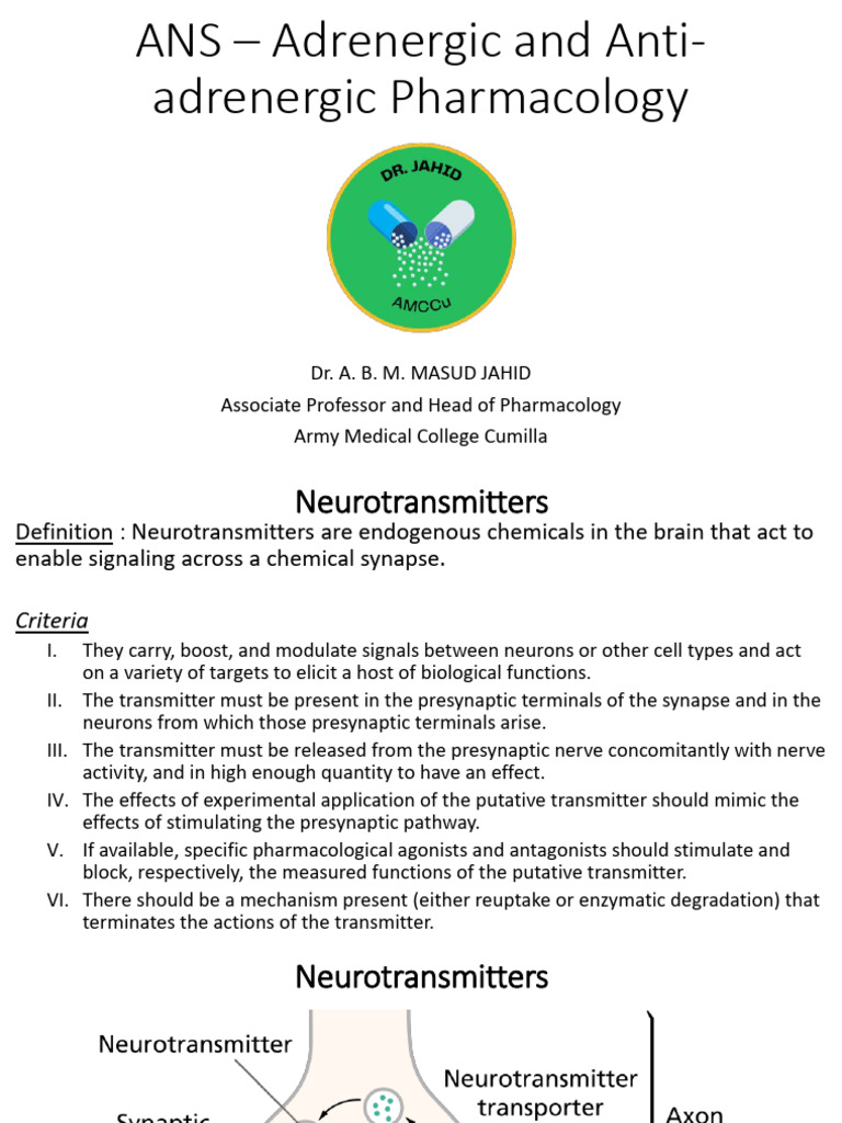 Adrenergic Pharmacology Overview | PDF | Norepinephrine | Neurotransmitter