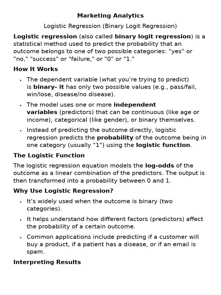 Interpreting Binary Logistic Regression | PDF | Logistic Regression ...