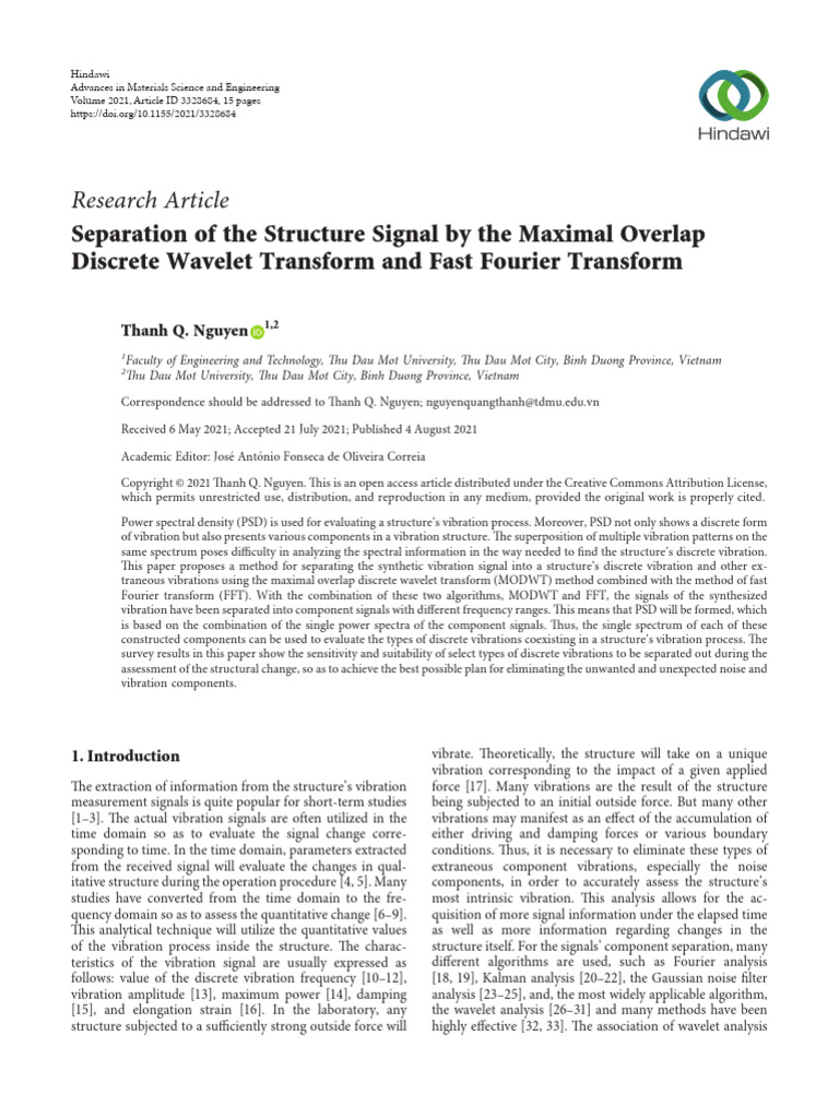 Research Article | PDF | Wavelet | Spectral Density