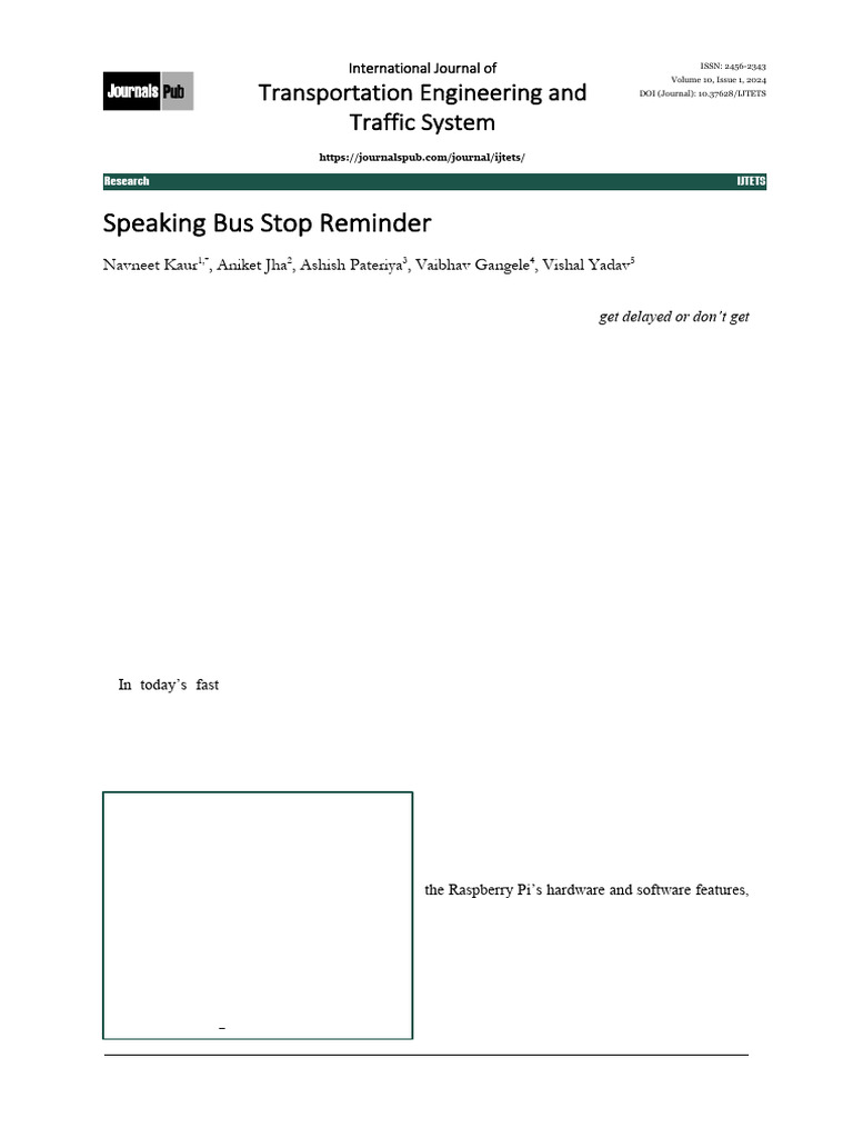 RFID-Based Speaking Bus Stop Reminder | PDF | Internet Of Things ...