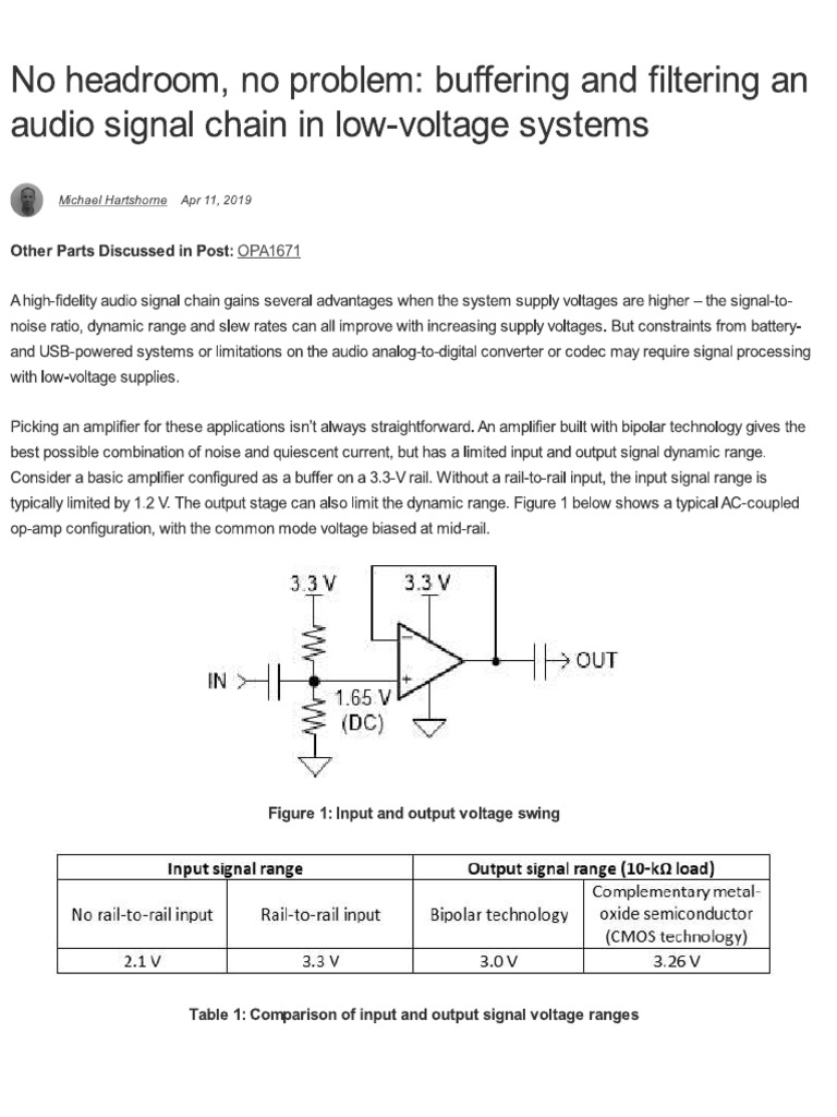 Buffering and Filtering An Audio Signal Chain in Low-Voltage Systems | PDF