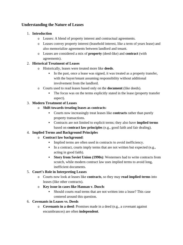 Leases: Understanding Property and Contracts | PDF | Lease | Leasehold ...