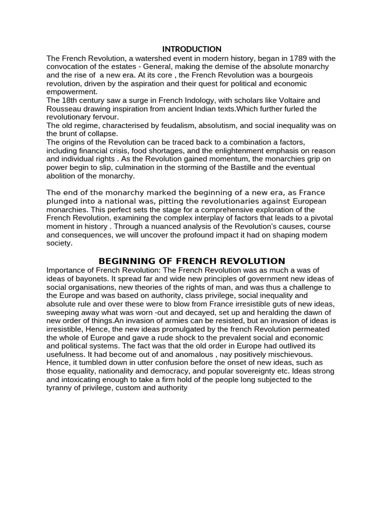 Causes and Impact of the French Revolution | PDF | French Revolution ...