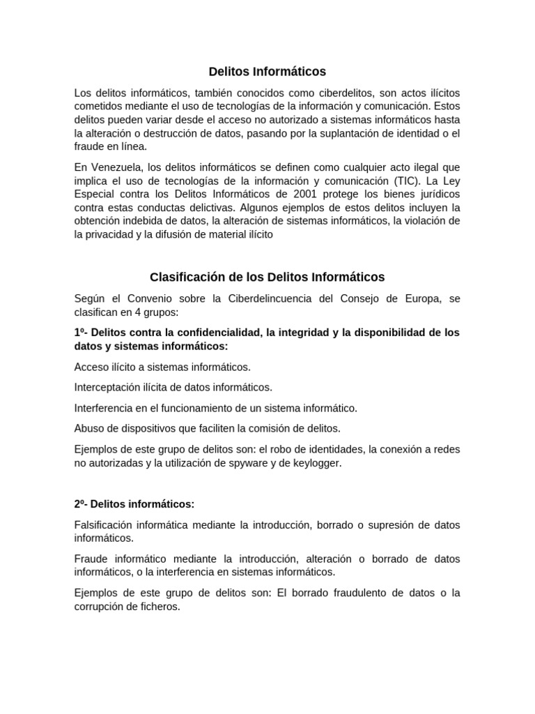 Delitos Informaticos Clasificacion y Definicion | PDF | Cibercrimen ...