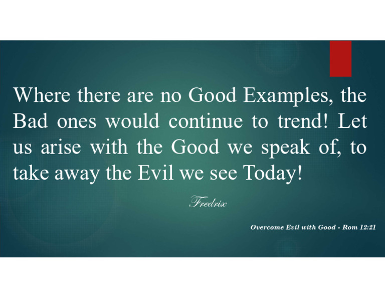 Overcoming Evil with Good Examples | PDF