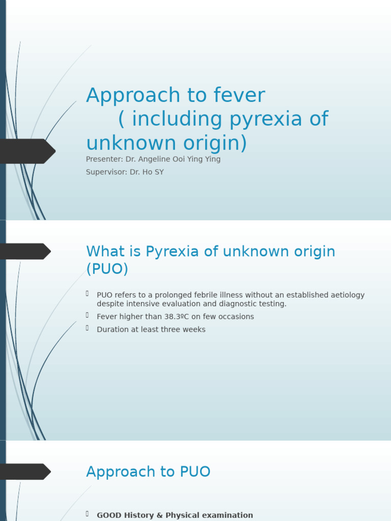 Approach to Pyrexia of Unknown Origin | PDF | Fever | Infection