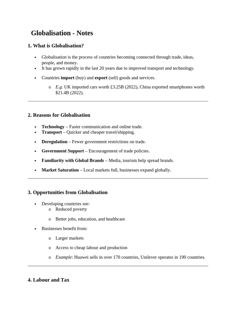 Understanding Globalisation: Key Insights | PDF