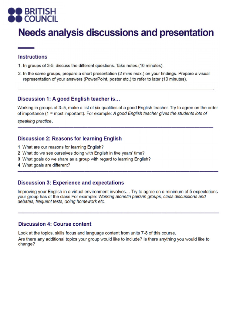 Needs Analysis Upper 4 | PDF