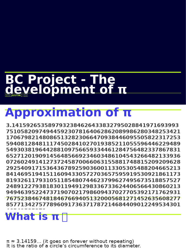 Development and Approximations of π | PDF | Pi | Trigonometry