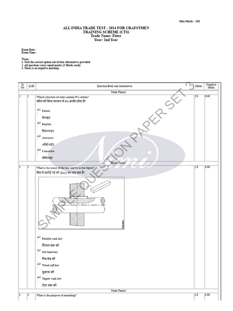Fitter - 2nd Year (Set - 3) (2504) | PDF