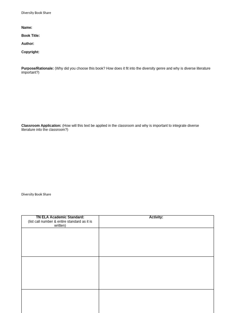 Diversity Book Share Template | PDF