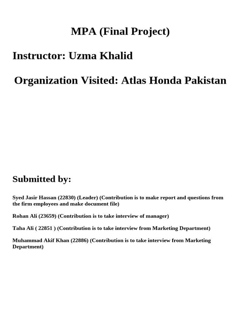 MPA Project | PDF | Marketing | Motorcycle